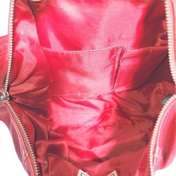 Pelle Studio Diagonal Striped Dark Red Genuine Leather Shoulder Bag 16"X10"X4.5" - Picture 10 of 12